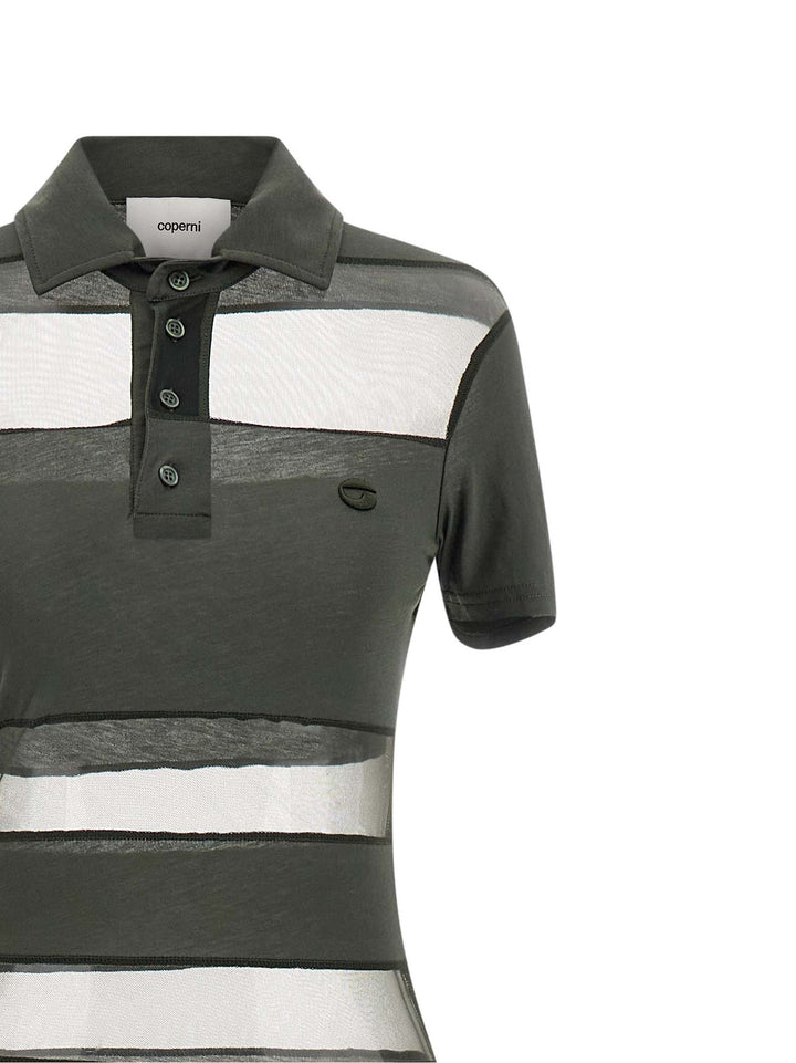Coperni Striped Sheer Polo Abiti - Verde | f78e4cec964ed975dd8ebf6ef66ede566a697fd5