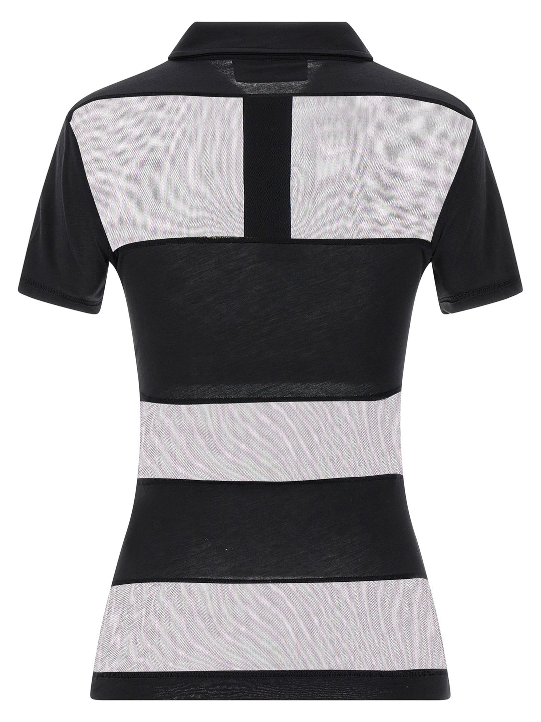 Coperni Sheer Striped Polo - Nero | d78e2fb7235ef8c8c4ec6478a83aeccc241f16e0