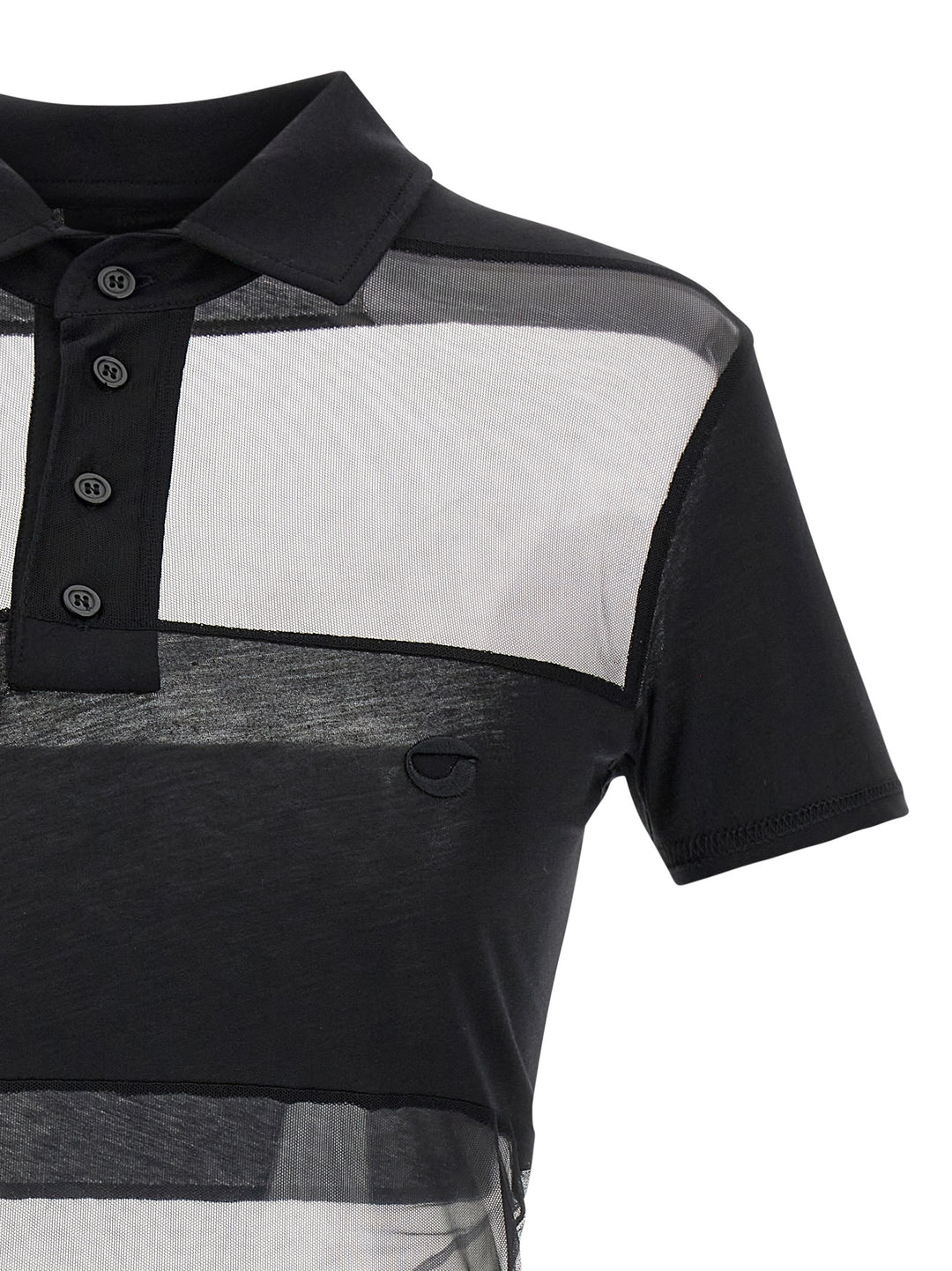 Coperni Sheer Striped Polo - Nero | 0886eea9661cf907fd8d3a8ef4b0774592d5dba6