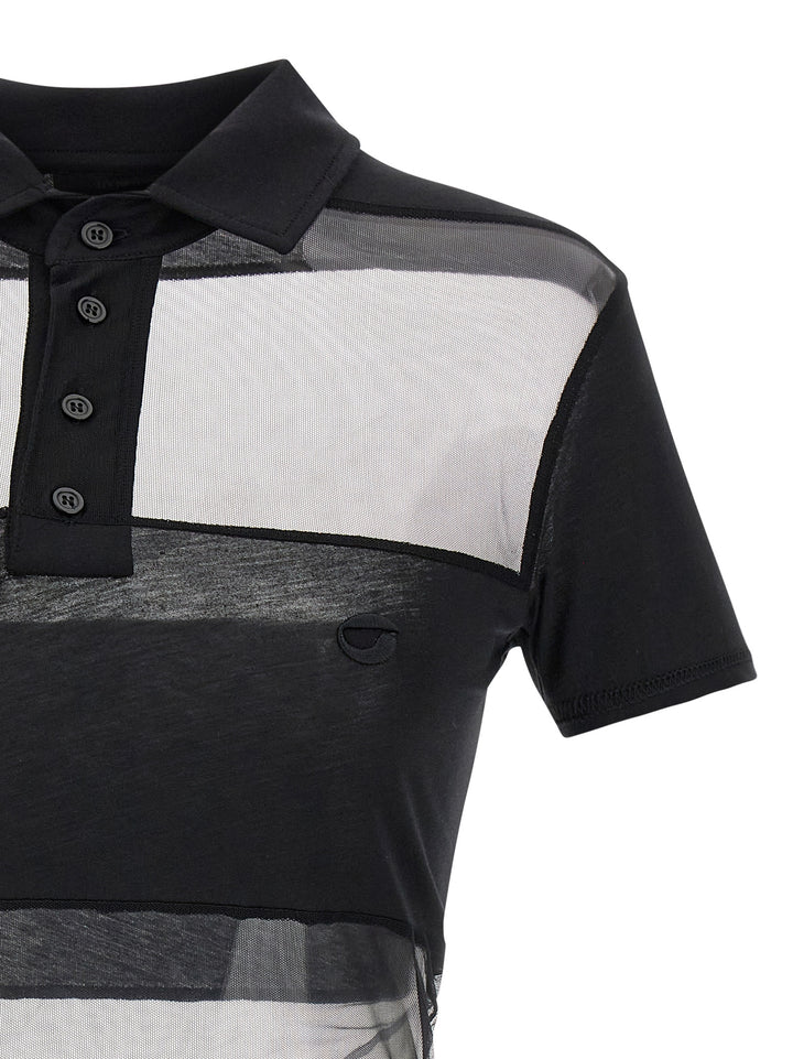 Coperni Sheer Striped Polo - Nero | 0886eea9661cf907fd8d3a8ef4b0774592d5dba6