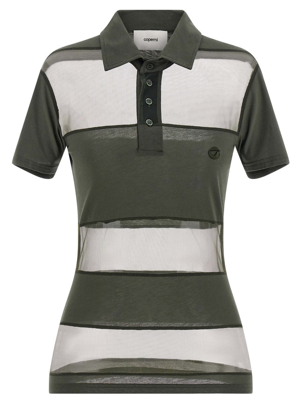 Sheer Striped Polo Verde