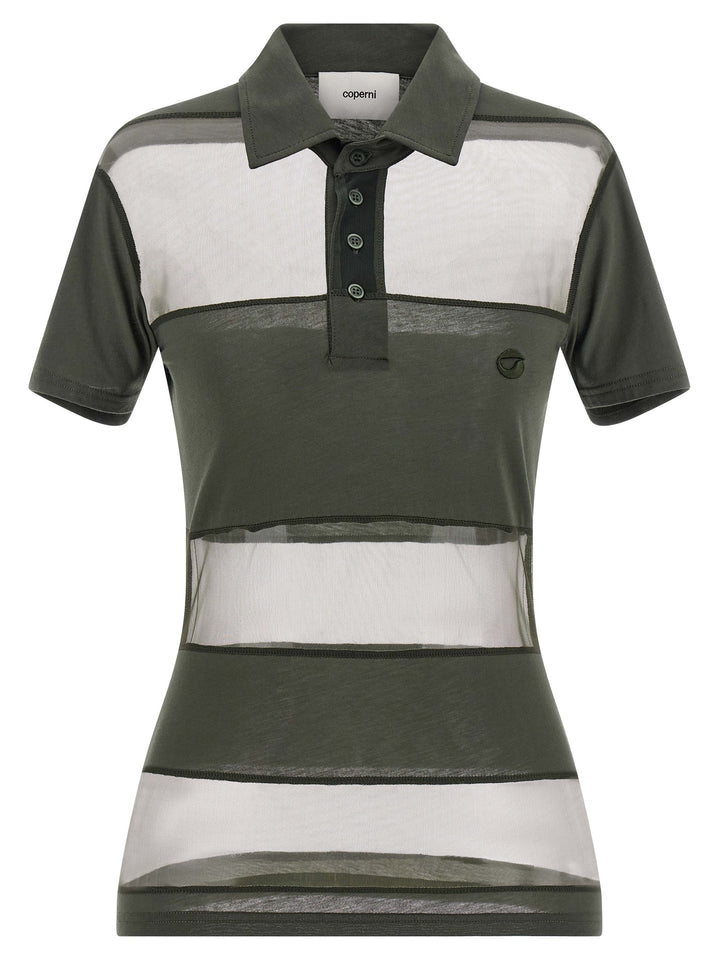 Coperni Sheer Striped Polo - Verde | f4a438e8f863cd288dc91c52303330fd854f3ada