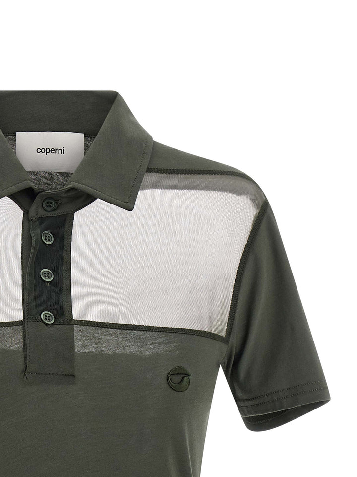 Coperni Sheer Striped Polo - Verde | 1c607a5cf887cfb2693a404ccf600fa4ceaa96cb