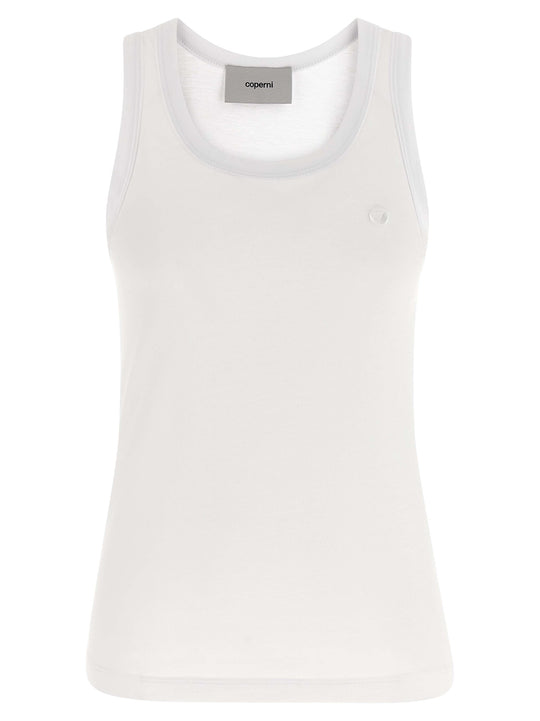 Logo Embroidery Tank Top Top Bianco