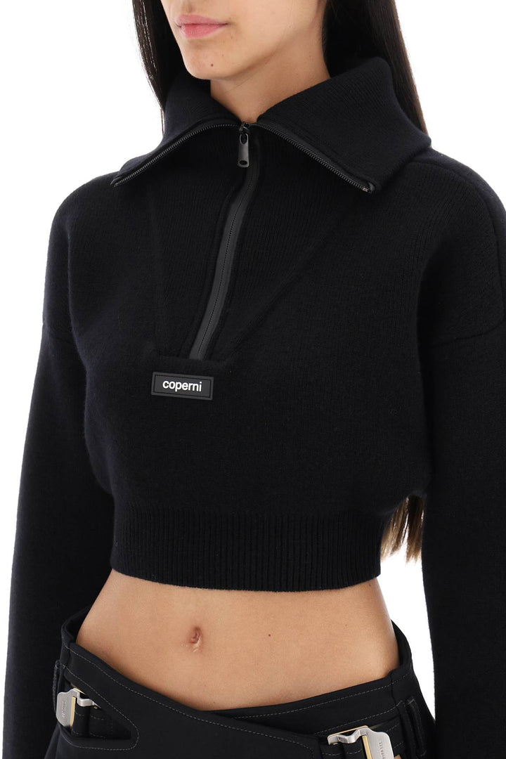 Pullover Cropped In Lana Con Zip
