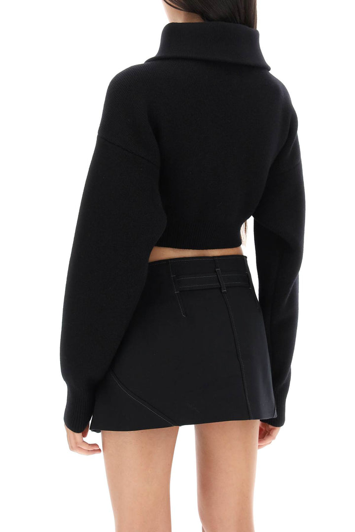 Pullover Cropped In Lana Con Zip