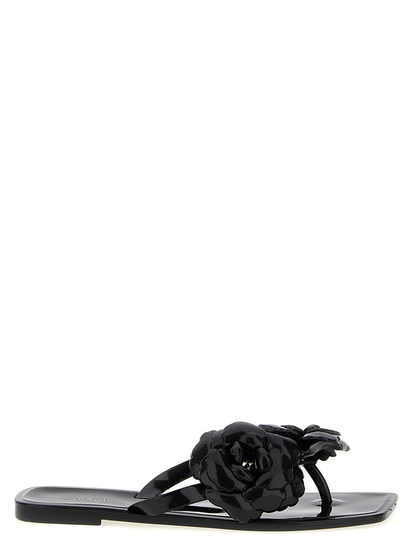 Silicone Flower Flat Sandali Nero
