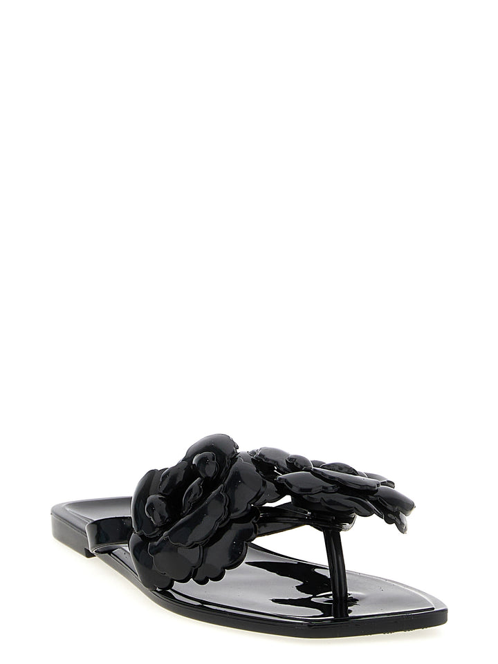 Coperni Silicone Flower Flat Sandali - Nero | 01f7e8d4262fdb98d0ad8696a01dc6819e052c29