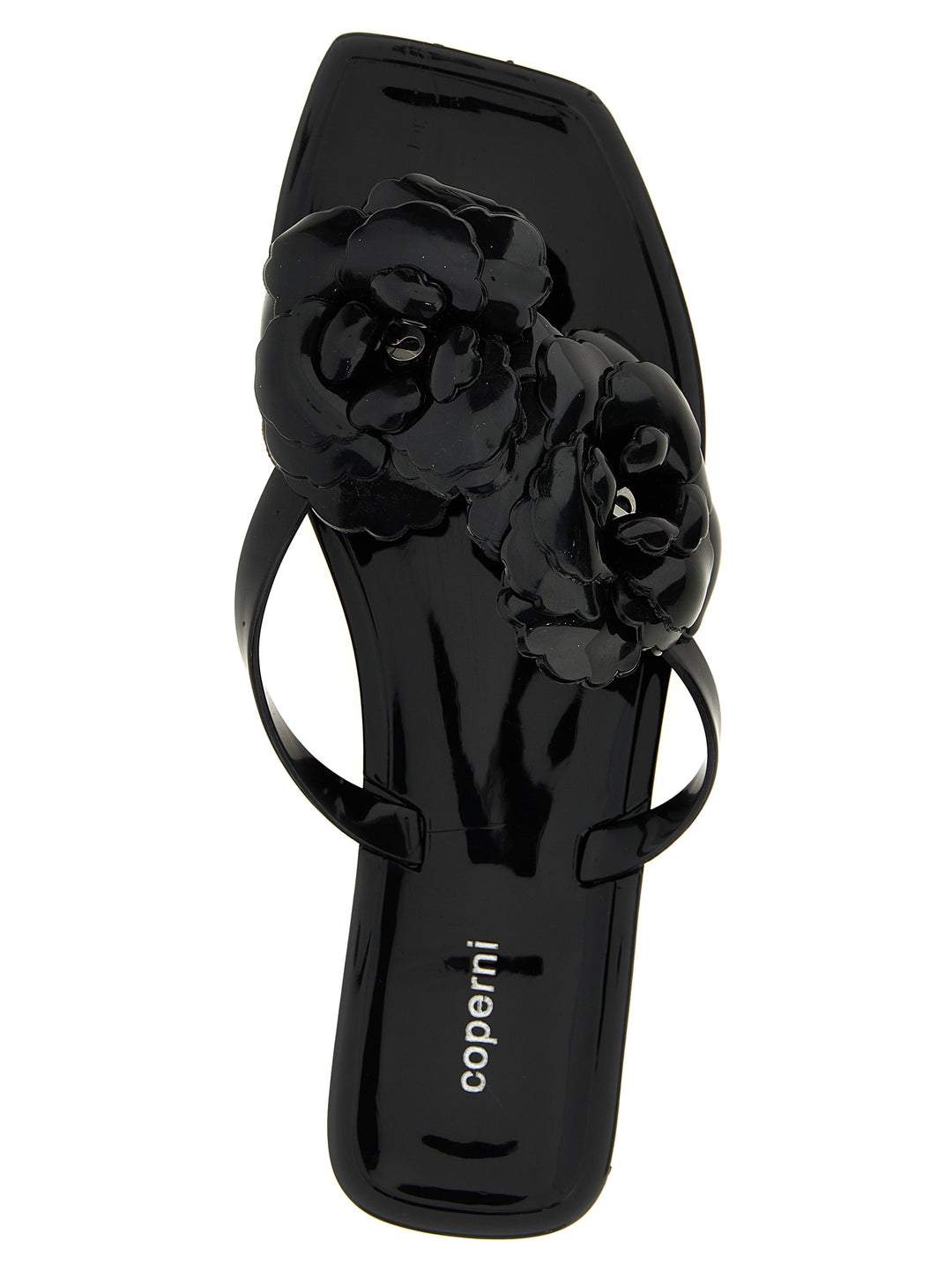 Coperni Silicone Flower Flat Sandali - Nero | c93796d47352486c3d97bbee02d5edc1b724100c