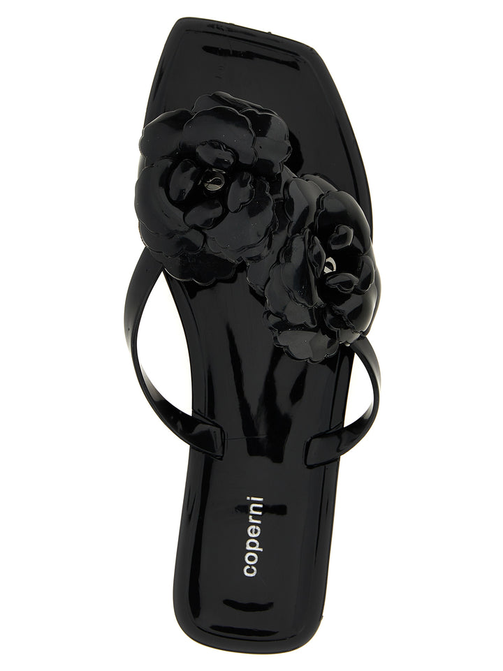 Coperni Silicone Flower Flat Sandali - Nero | c93796d47352486c3d97bbee02d5edc1b724100c
