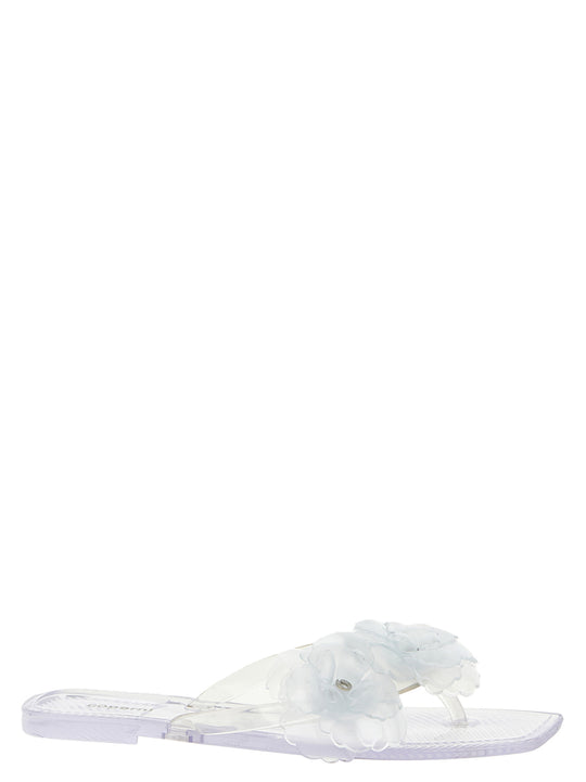 Silicone Flower Flat Sandali Trasparente