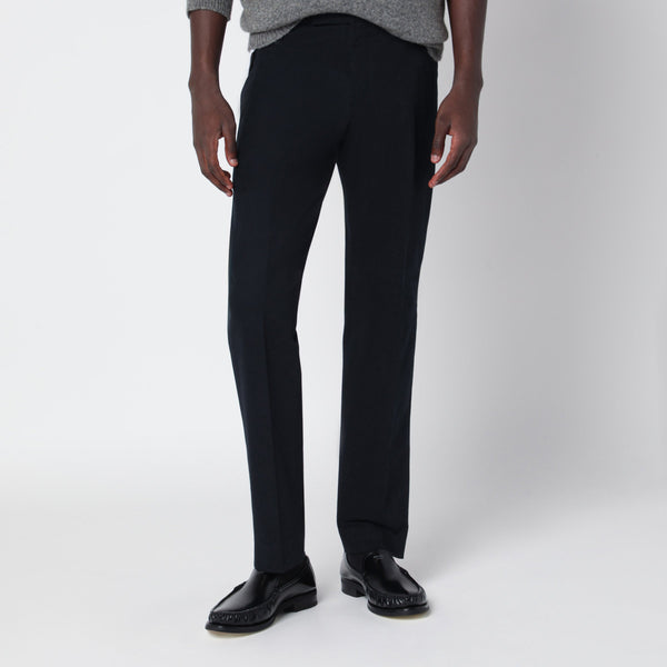 Navy Blue Rebel Trousers In Cotton Blend