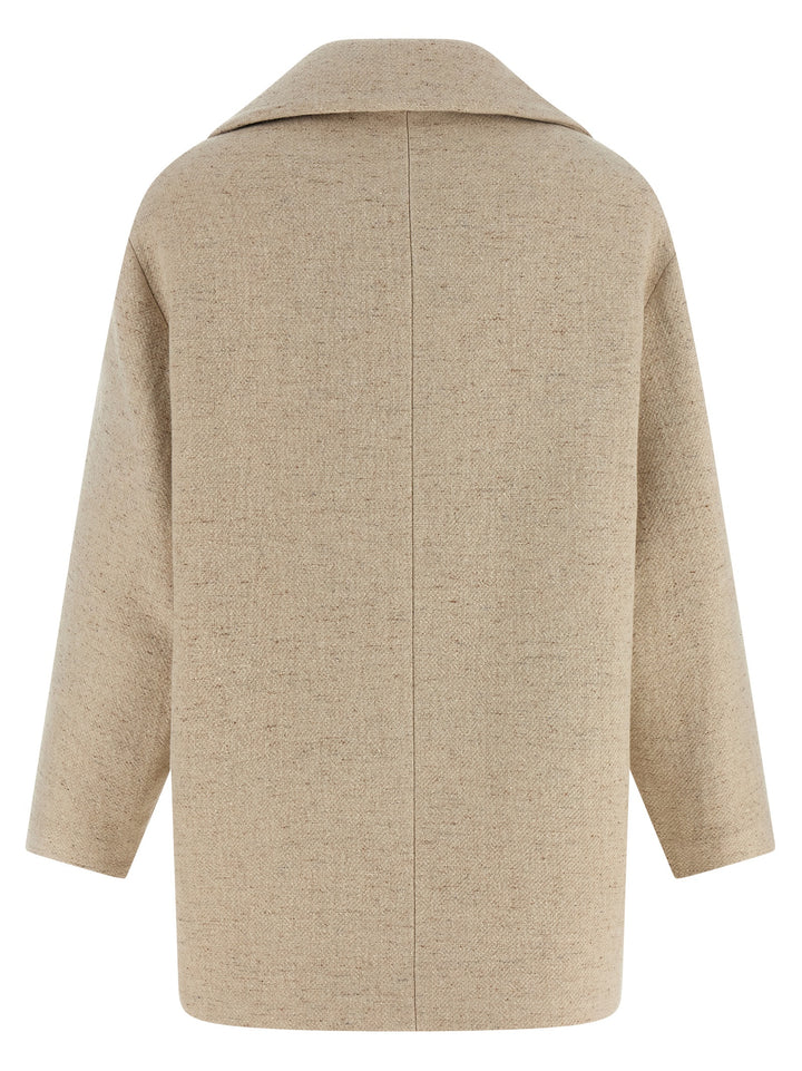 Elisabetta Franchi Double-Breasted Coat Trench e Impermeabili - Beige | a365821c6cc47c053d44acd2cecaa5be1f8e7dd0