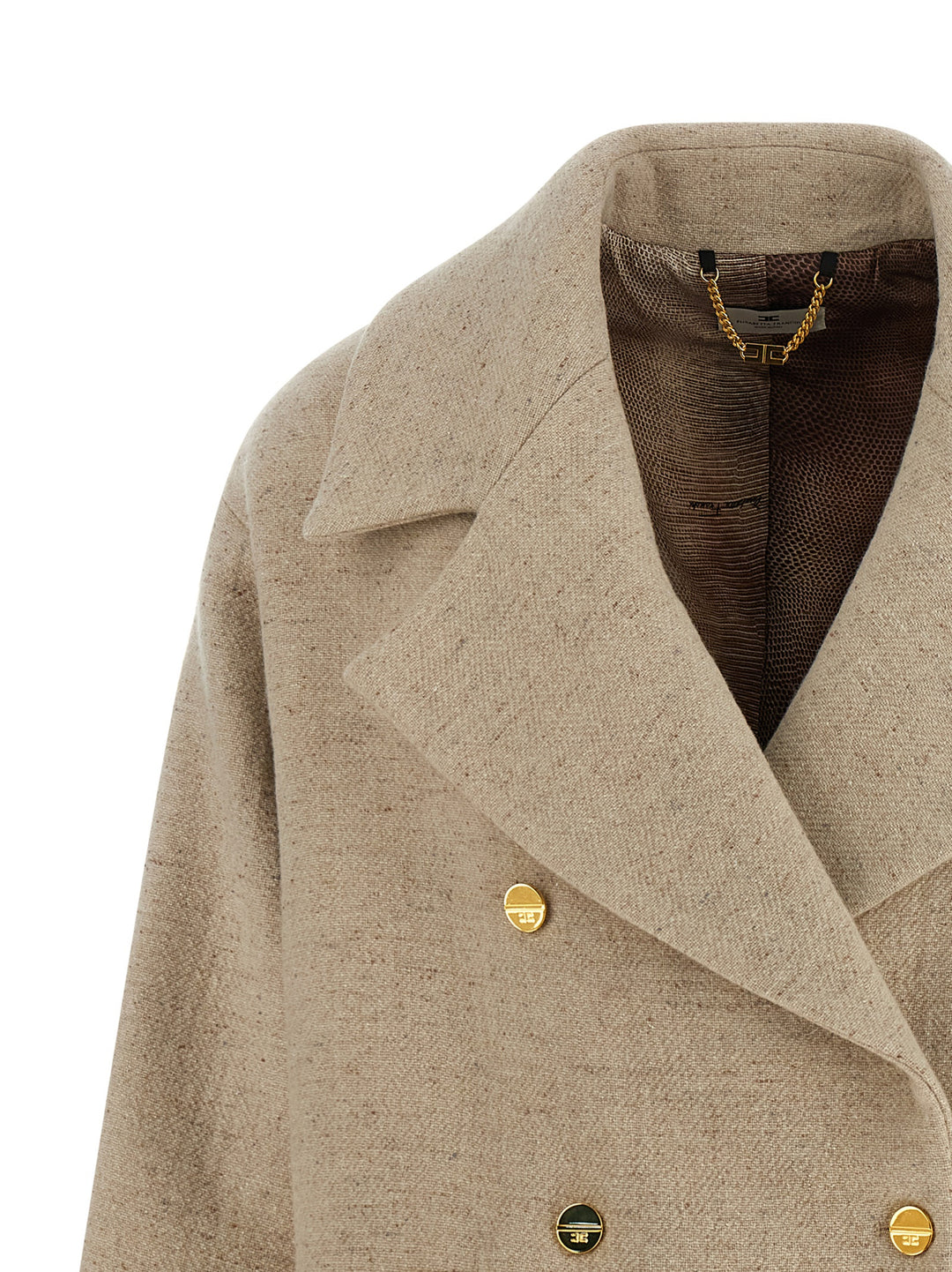 Elisabetta Franchi Double-Breasted Coat Trench e Impermeabili - Beige | d47306f5424110d839203f8b10a778dec6a4774f