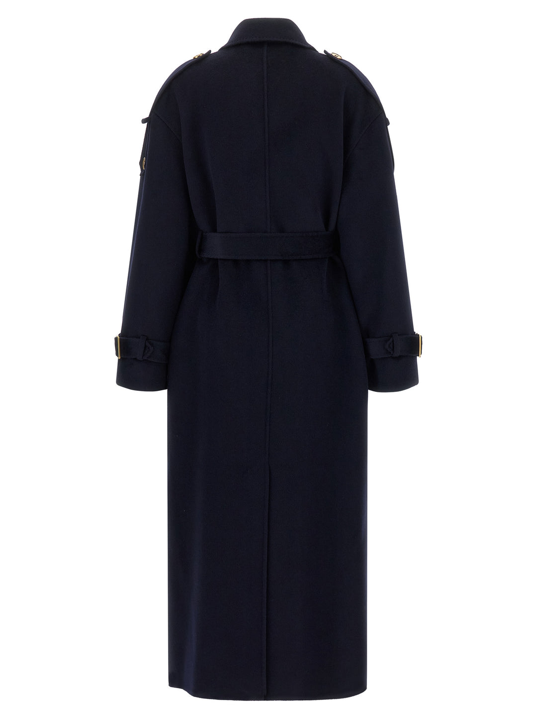 Elisabetta Franchi Double-Breasted Belted Coat Trench e Impermeabili - Blu | 59bb911ab0d049804ea7a358569ebe1910bbd33d