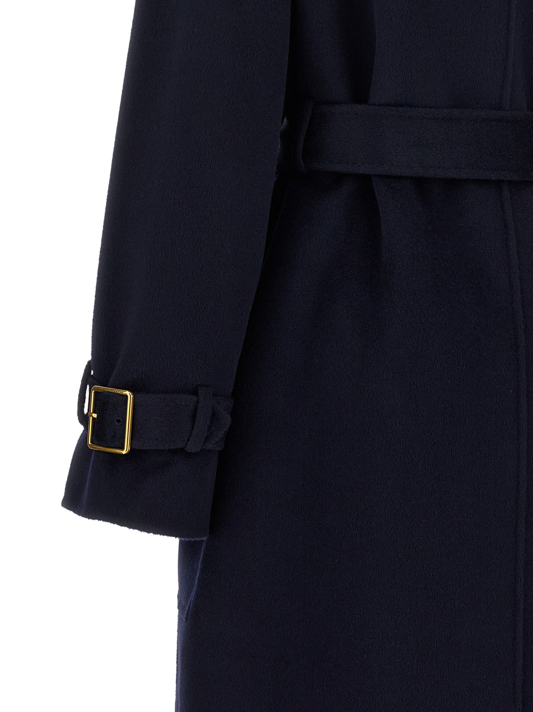 Elisabetta Franchi Double-Breasted Belted Coat Trench e Impermeabili - Blu | b1d4757d3ec805833dad456cfa8b3518cc68fd31