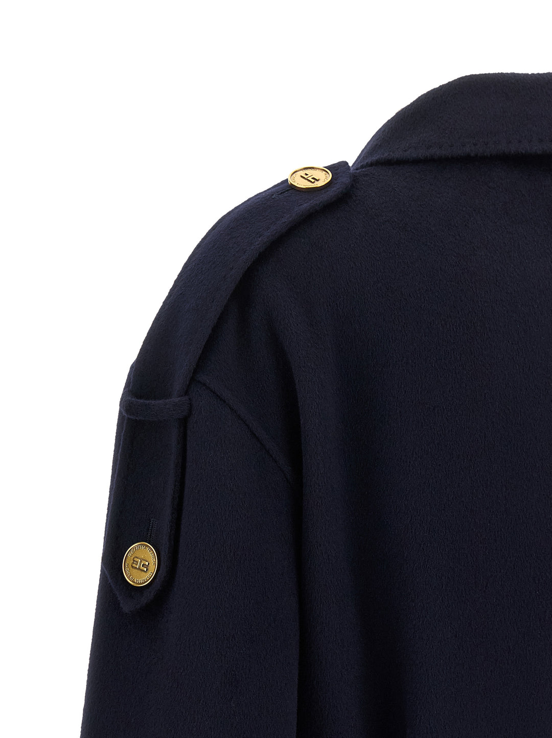 Elisabetta Franchi Double-Breasted Belted Coat Trench e Impermeabili - Blu | 3ae9452c68a7f2b7fa76b2242235599f41ebe161