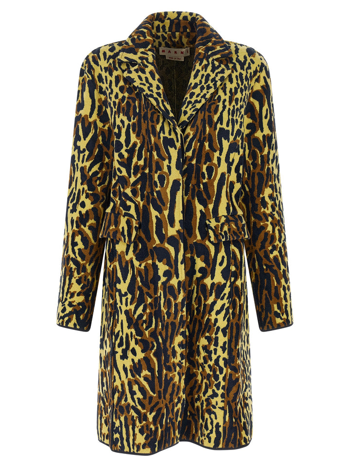 Marni Animalier Jacquard Wool Coat Trench e Impermeabili - Multicolor | 6521b55c22a4c9fefa6b9f2d343c67d9c77c2569