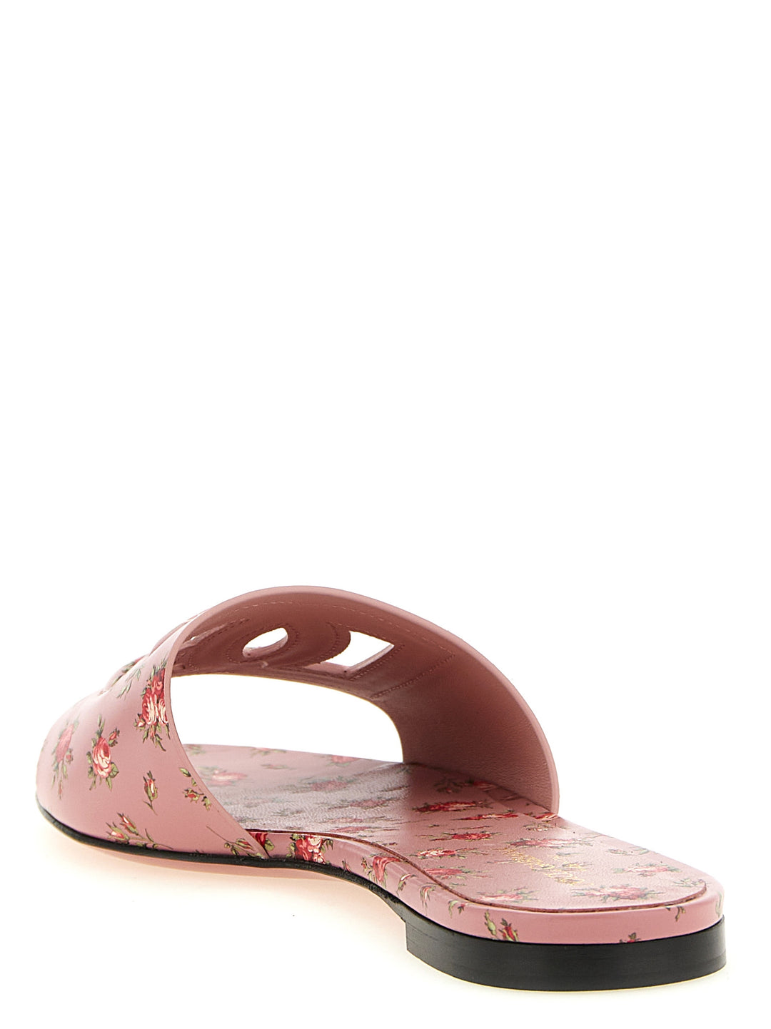 Dolce & Gabbana Leather Slides Sandali - Rosa | 8ad43ecb5da6874cd49b188c971a50ffb47f8c1e