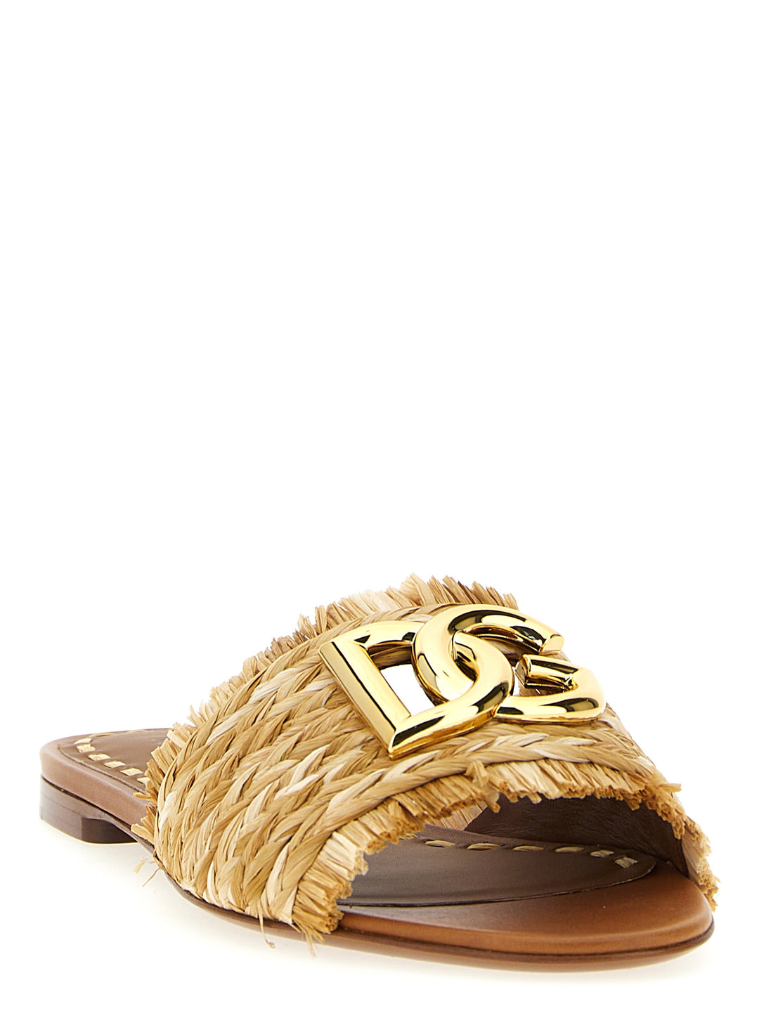 Dolce & Gabbana Raffia Braid Slides Sandali - Marrone | 9a652cec12ab48e1ca23d19cc8fec0a22accd541