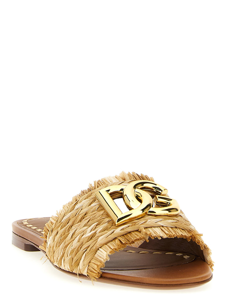 Dolce & Gabbana Raffia Braid Slides Sandali - Marrone | 9a652cec12ab48e1ca23d19cc8fec0a22accd541