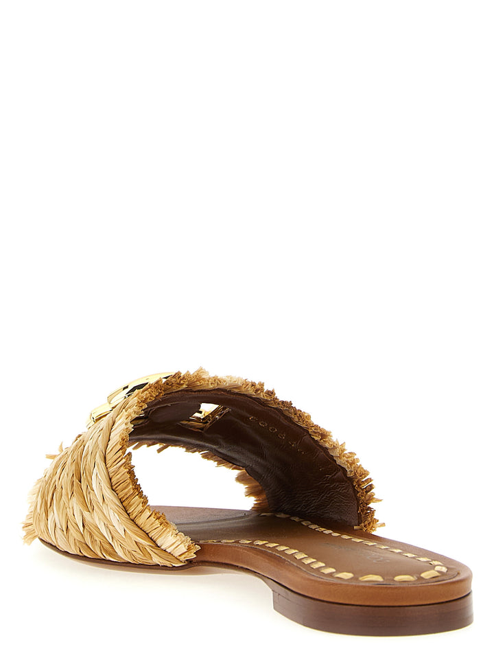 Dolce & Gabbana Raffia Braid Slides Sandali - Marrone | 5c0d36a66146716f842df4bbcaa61069ecd78085