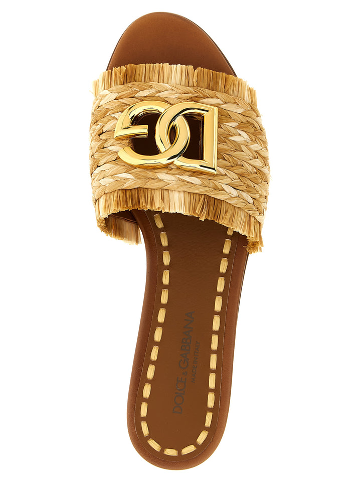 Dolce & Gabbana Raffia Braid Slides Sandali - Marrone | 9811f5e81c1a65480680d1942613bd3c386f9979