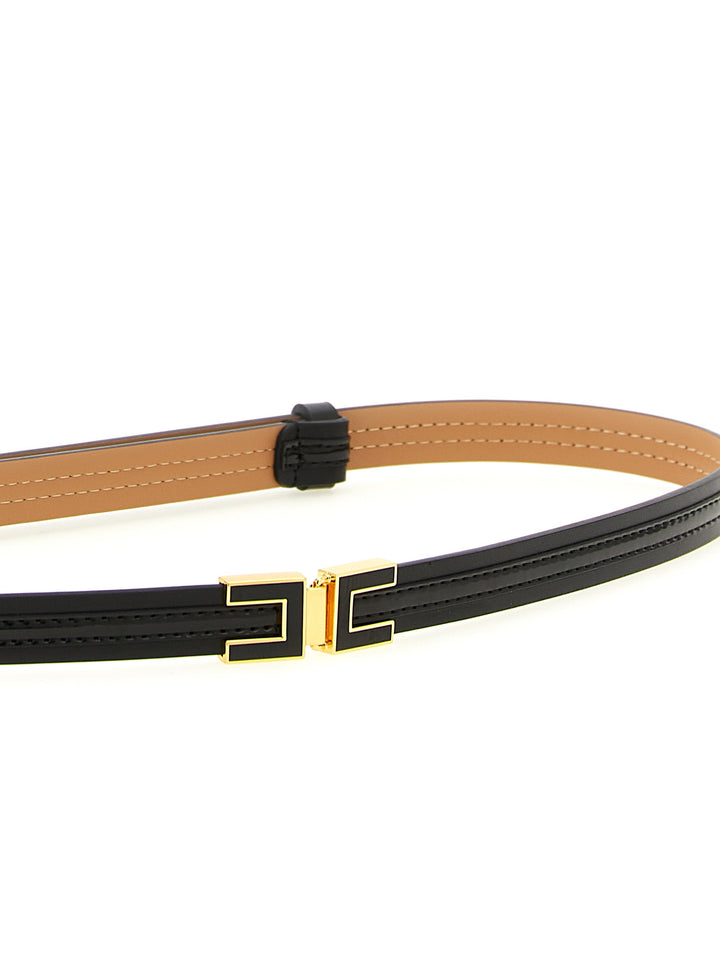 Elisabetta Franchi Logo Buckle Belt Cinture - Nero | d2f47e72626a88fe3ac487007d133e44217138ef