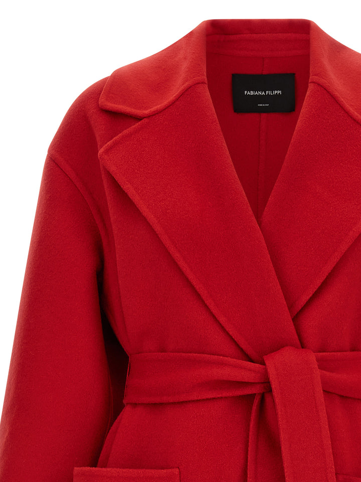 Fabiana Filippi Cashmere Wool Coat Trench e Impermeabili - Rosso | 5a185ca6ef9a9d53213263e450df8b27029fd5a8