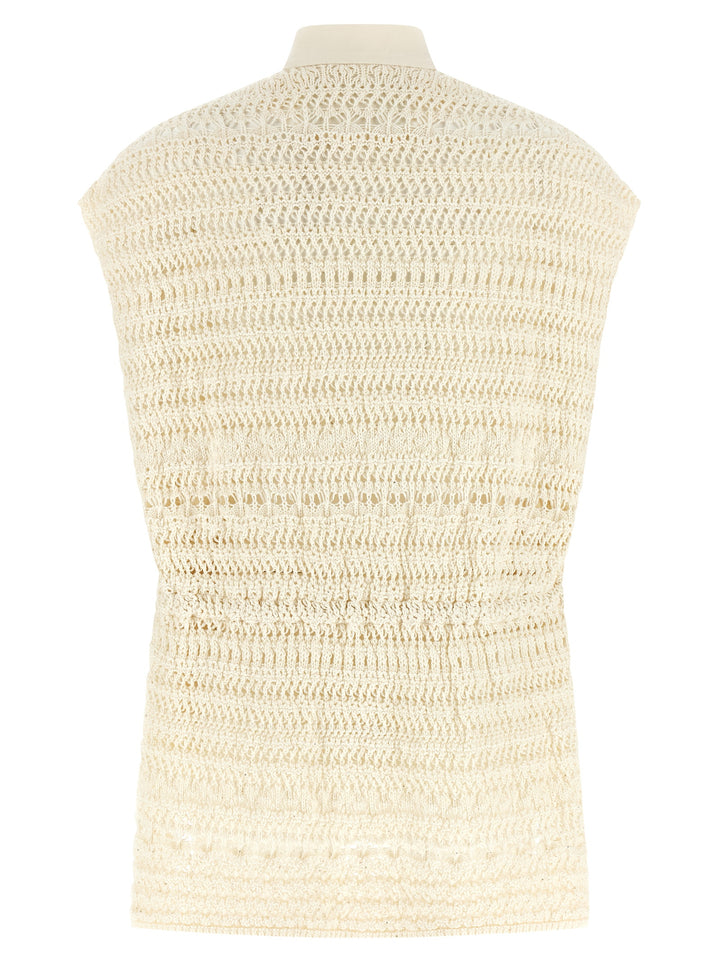 Fabiana Filippi Crochet Vest Gilet - Beige | 07e183eacc8335bb86836187864be220e67d21dc
