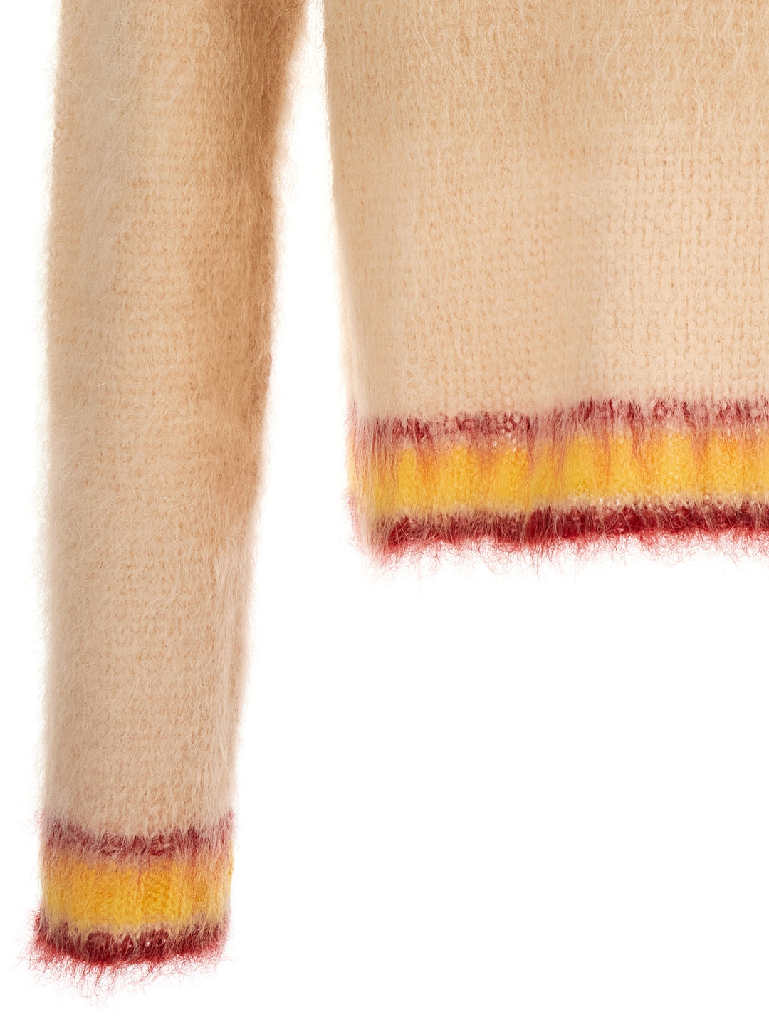 Contrast Edging Mohair Sweater Maglioni Beige