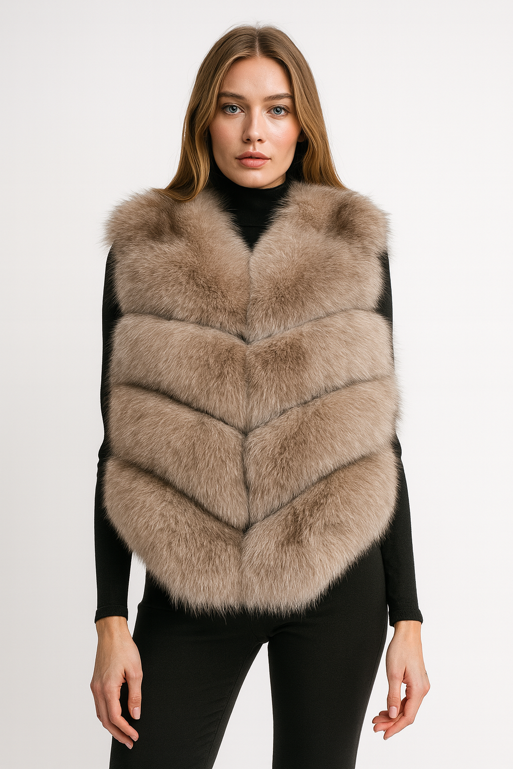 Gilet Ami Kaki in Pelliccia di Volpe