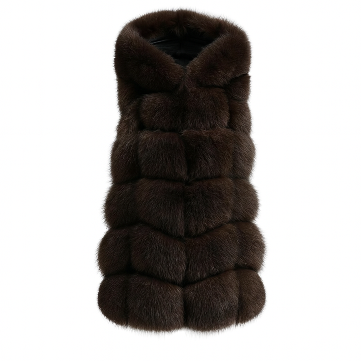 Gilet Poppy Marrone in Pelliccia di Volpe