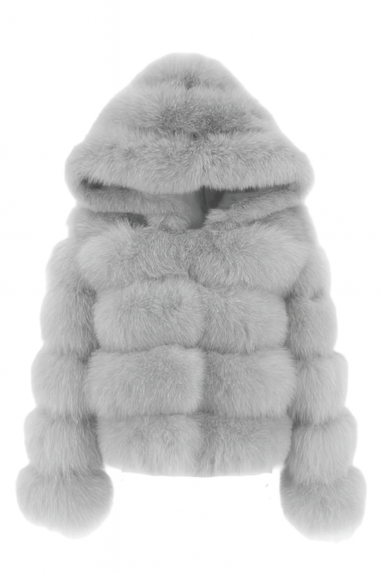 Giacca Anai Grigia in Pelliccia di Volpe