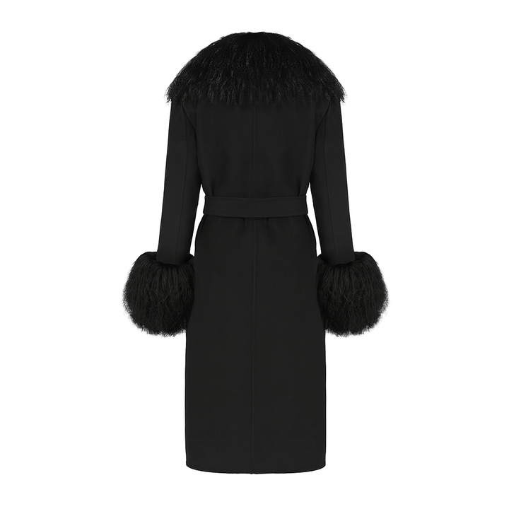 Cappotto Chic Nero in Misto Cachemire e Mongolia