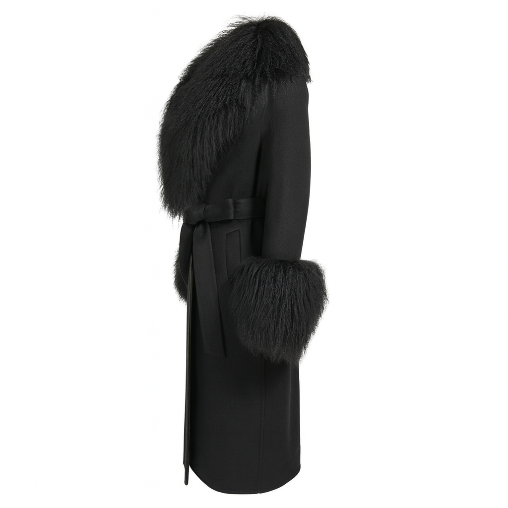 Cappotto Chic Nero in Misto Cachemire e Mongolia