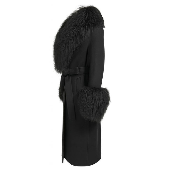 Cappotto Chic Nero in Misto Cachemire e Mongolia