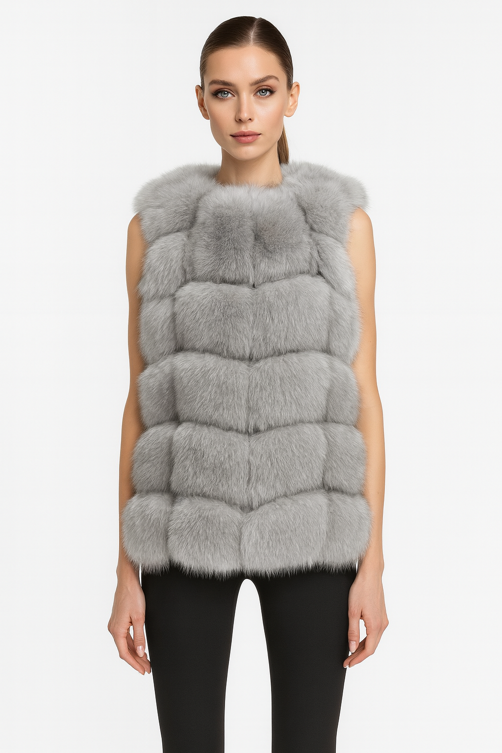 Gilet Classy Grigio in Pelliccia di Volpe