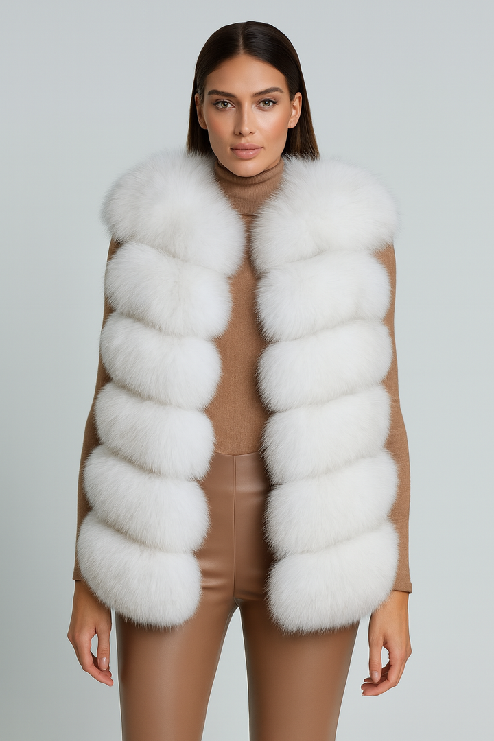 Gilet Roxanne Bianco in Pelliccia di Volpe