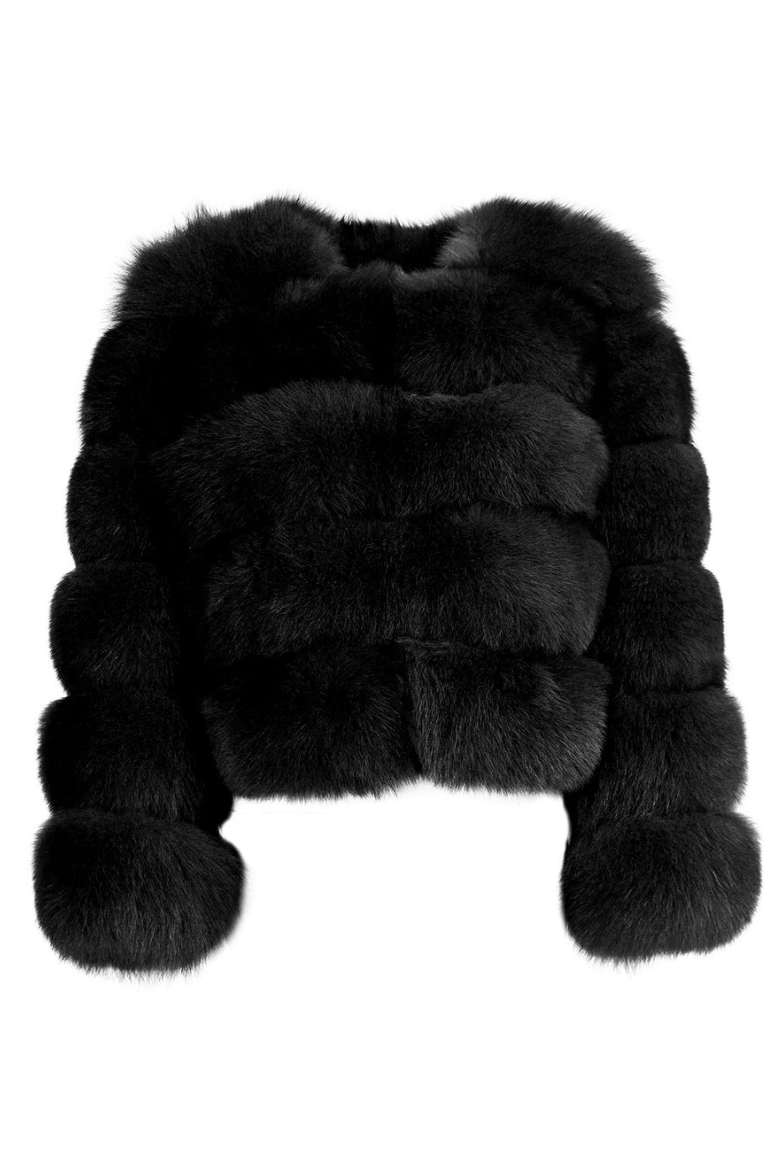 Giacca Rouge Nera in Pelliccia di Volpe