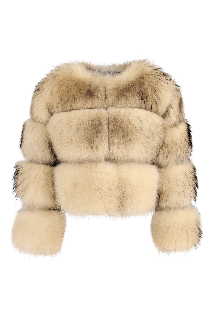 Giacca Raton Bianca in Pelliccia di Procione