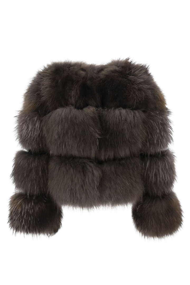 Giacca Raton Grigia in Pelliccia di Procione