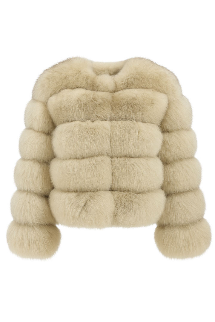 Giacca Rouge Beige in Pelliccia di Volpe