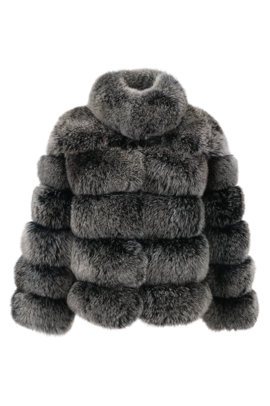 Giacca Enry Grigio Naturale in Pelliccia di Volpe