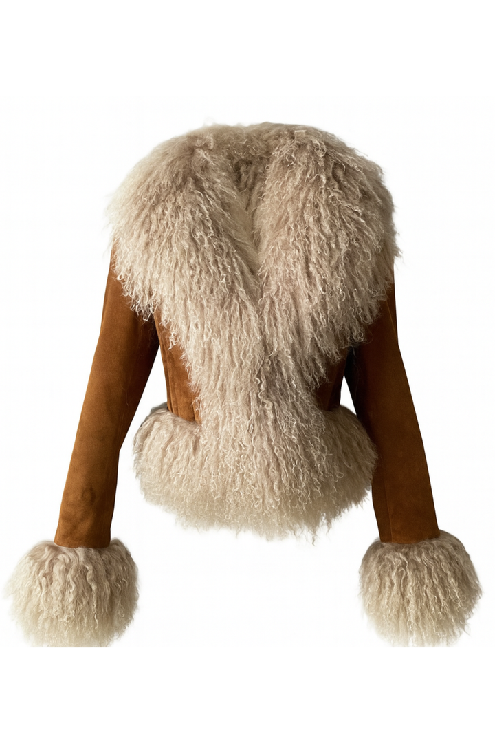 Giacca Lordes Camel in camoscio e mongolia