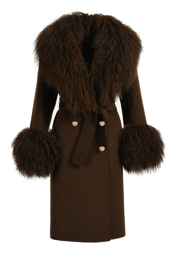 Cappotto Chic Marrone in Misto Cachemire e Mongolia