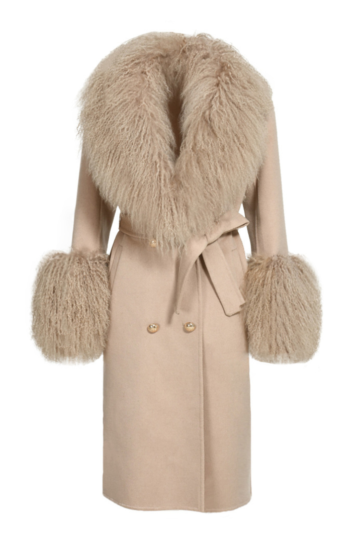 Cappotto Chic Camel in Misto Cachemire e Mongolia