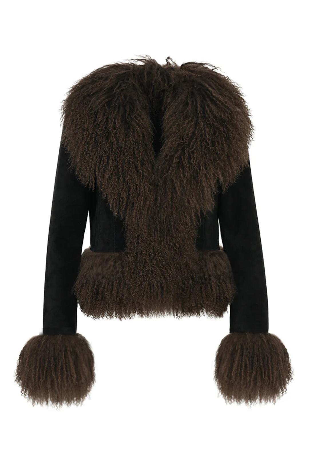 Giacca Lordes nera in camoscio e mongolia