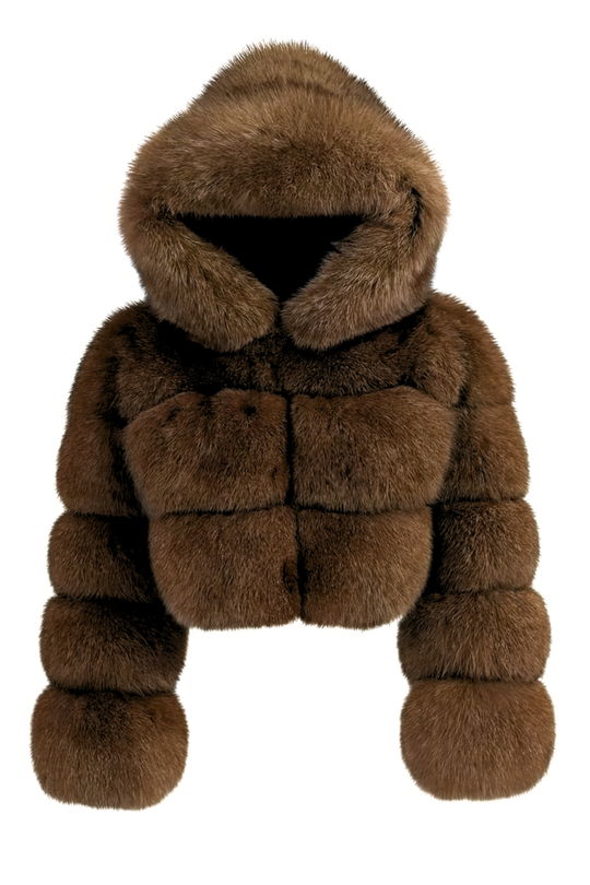 Giacca Giusy Cioccolato Naturale in Pelliccia di Volpe