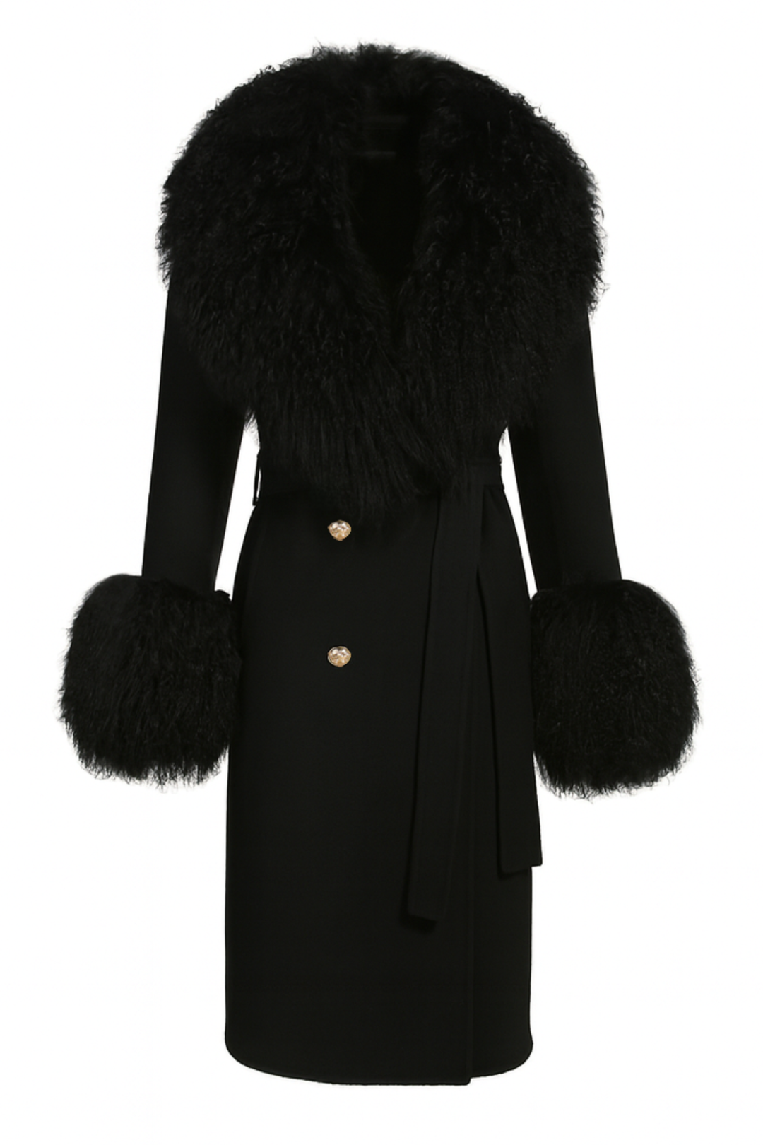 Cappotto Chic Nero in Misto Cachemire e Mongolia